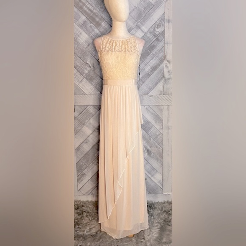 ADRIANNA PAPELL NWT LACE ILLUSION HALTER GOWN - Picture 4 of 11